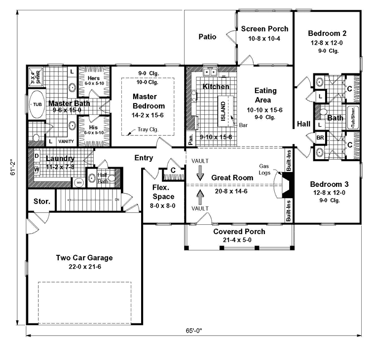 Southern Style Floor Plans 2-208