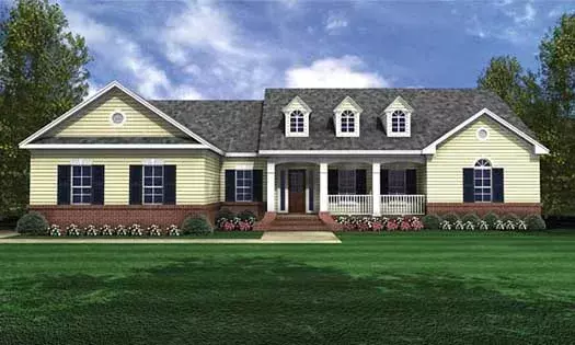 Southern house plans 2-214 - front exterior, 2,019 sq ft, 3 bed, 2 bath house plans | Monster House Plans