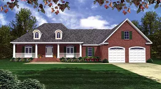 Southern house plans 2-218 - front exterior, 2,024 sq ft, 3 bed, 2 bath house plans | Monster House Plans