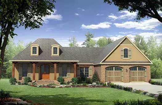 European house plans 2-220 - front exterior, 2,060 sq ft, 3 bed, 2 bath house plans | Monster House Plans