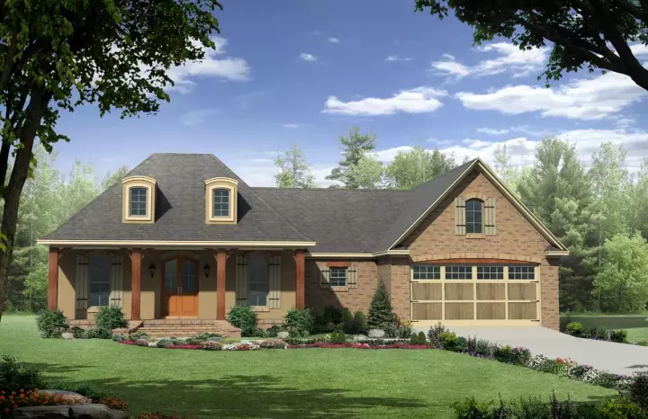 French Country house plans 2-258 - front exterior, 1,863 sq ft, 3 bed, 2 bath house plans | Monster House Plans