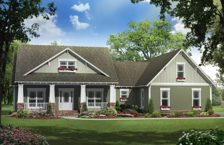 Craftsman house plans 2-272 - front exterior, 1,900 sq ft, 3 bed, 2 bath house plans | Monster House Plans