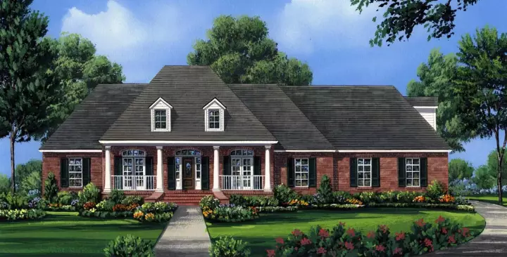 Southern house plans 2-287 - front exterior, 2,491 sq ft, 4 bed, 3 bath house plans | Monster House Plans
