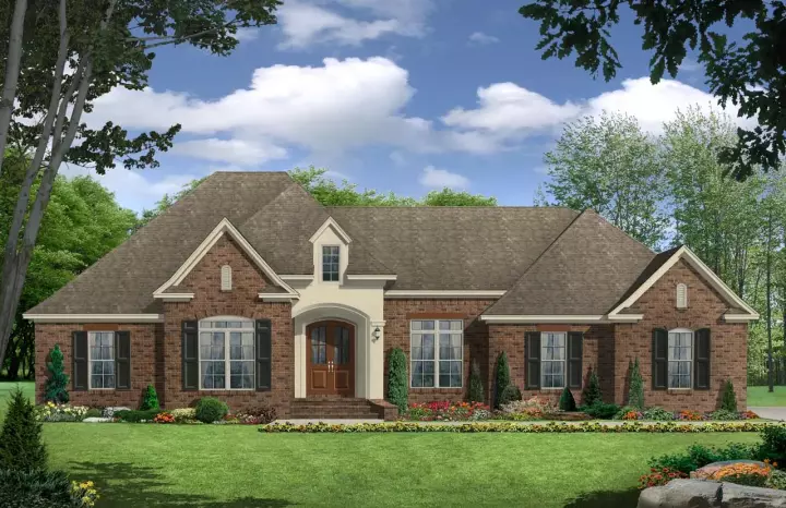 European house plans 2-297 - front exterior, 2,408 sq ft, 3 bed, 2 bath house plans | Monster House Plans