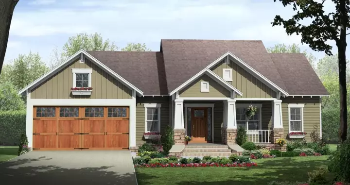 Craftsman house plans 2-309 - front exterior, 1,604 sq ft, 3 bed, 2 bath house plans | Monster House Plans