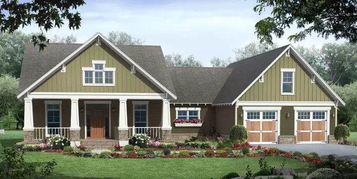 Craftsman house plans 2-310 - front exterior, 1,800 sq ft, 3 bed, 2 bath house plans | Monster House Plans