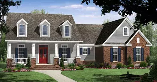 Country house plans 2-318 - front exterior, 1,637 sq ft, 3 bed, 2 bath house plans | Monster House Plans