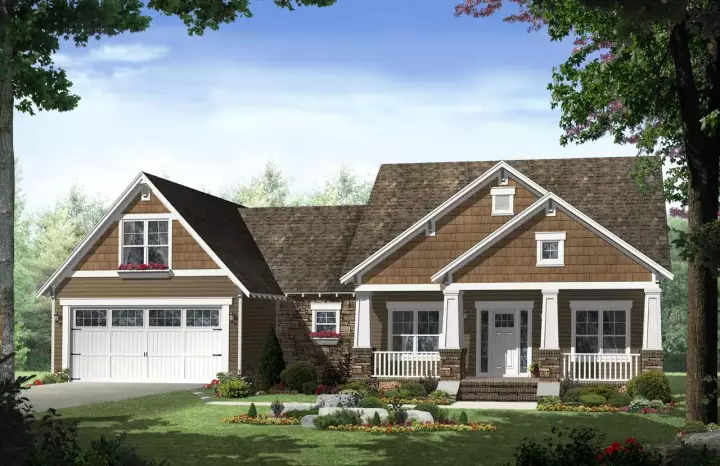 Craftsman house plans 2-321 - front exterior, 1,619 sq ft, 3 bed, 2 bath house plans | Monster House Plans