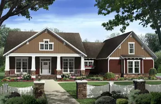 Craftsman house plans 2-324 - front exterior, 2,447 sq ft, 4 bed, 2 bath house plans | Monster House Plans