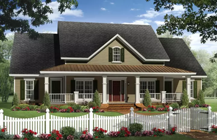 Farmhouse house plans 2-325 - front exterior, 2,436 sq ft, 4 bed, 3 bath house plans | Monster House Plans