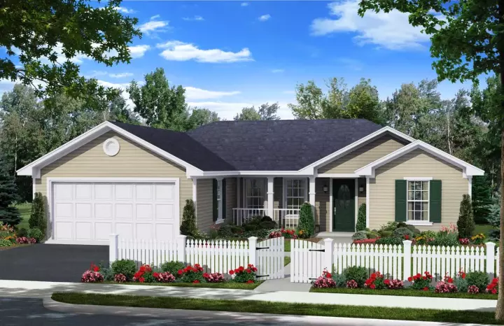 Farmhouse house plans 2-326 - front exterior, 1,216 sq ft, 3 bed, 2 bath house plans | Monster House Plans