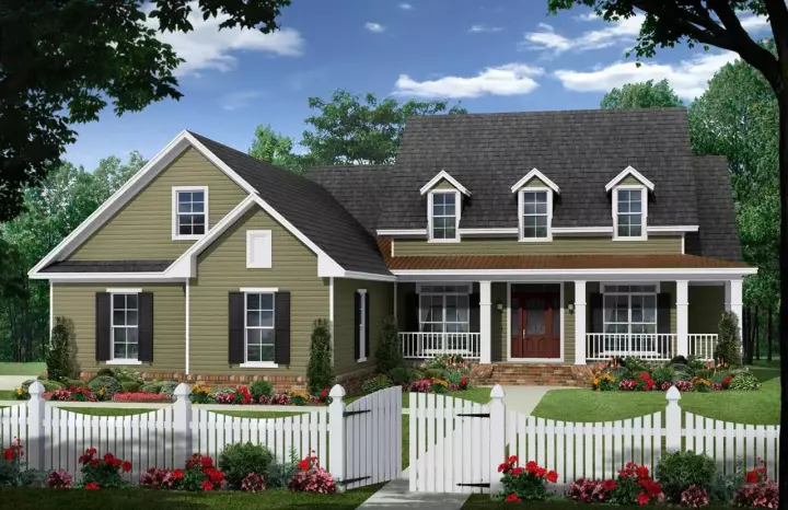 Farmhouse house plans 2-336 - front exterior, 2,410 sq ft, 4 bed, 2 bath house plans | Monster House Plans