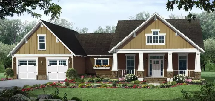 Craftsman house plans 2-348 - front exterior, 1,902 sq ft, 3 bed, 2 bath house plans | Monster House Plans
