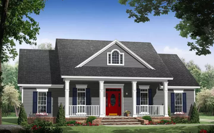 Country house plans 2-349 - front exterior, 1,636 sq ft, 3 bed, 2 bath house plans | Monster House Plans