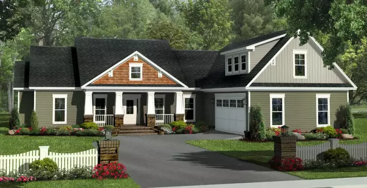 Craftsman house plans 2-353 - front exterior, 2,140 sq ft, 4 bed, 2 bath house plans | Monster House Plans