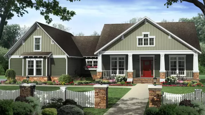 Craftsman house plans 2-354 - front exterior, 2,199 sq ft, 4 bed, 2 bath house plans | Monster House Plans