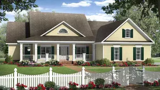 Farmhouse house plans 2-357 - front exterior, 2,204 sq ft, 4 bed, 2 bath house plans | Monster House Plans