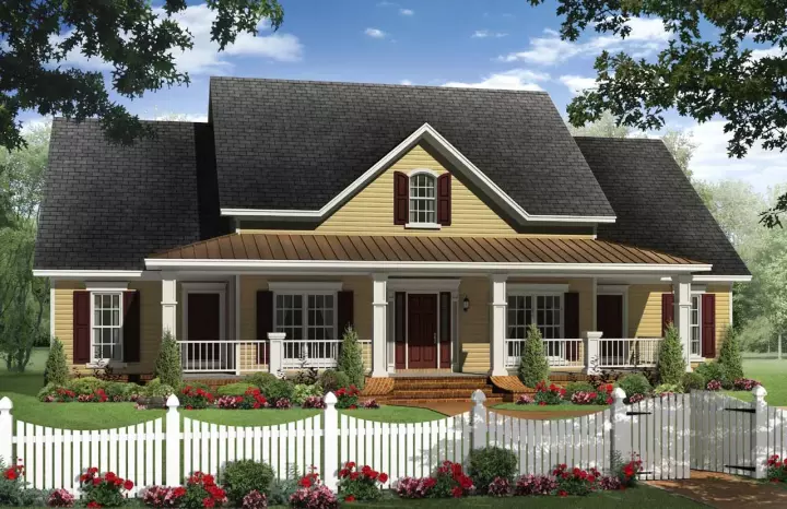 Farmhouse house plans 2-363 - front exterior, 2,336 sq ft, 4 bed, 2 bath house plans | Monster House Plans