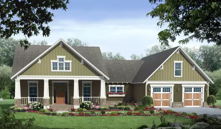 Craftsman house plans 2-369 - front exterior, 1,816 sq ft, 3 bed, 2 bath house plans | Monster House Plans