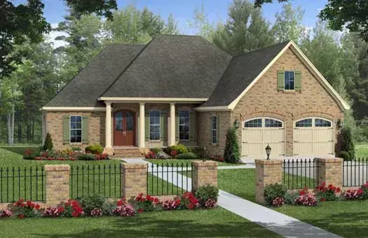 Country house plans 2-370 - front exterior, 1,837 sq ft, 3 bed, 2 bath house plans | Monster House Plans