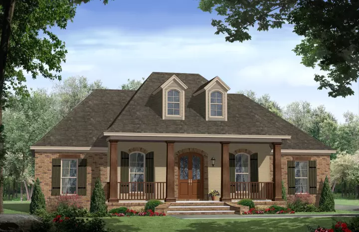 French Country house plans 2-371 - front exterior, 1,888 sq ft, 3 bed, 2 bath house plans | Monster House Plans