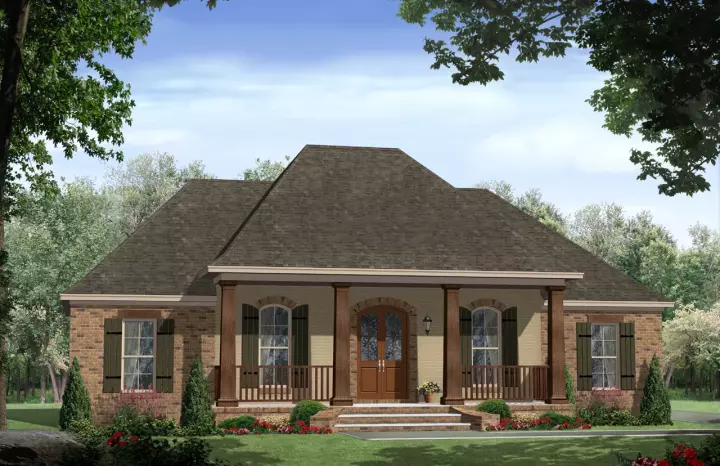 European house plans 2-372 - front exterior, 1,870 sq ft, 3 bed, 2 bath house plans | Monster House Plans