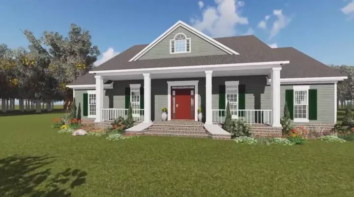 Southern house plans 2-374 - front exterior, 1,951 sq ft, 3 bed, 2 bath house plans | Monster House Plans