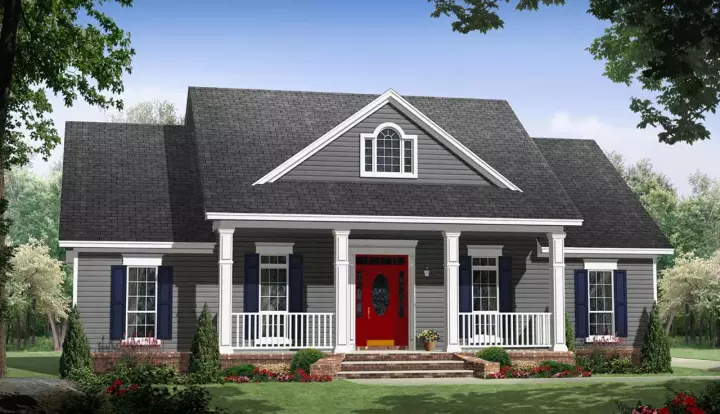 Country house plans 2-378 - front exterior, 1,658 sq ft, 3 bed, 2 bath house plans | Monster House Plans