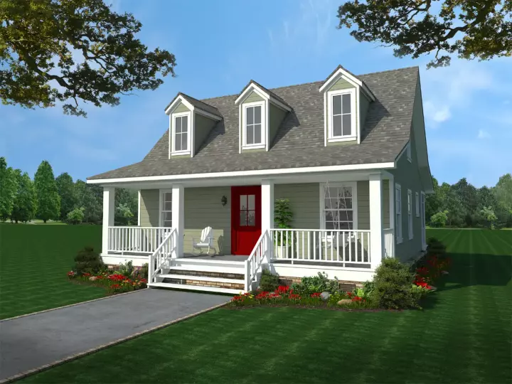 Country house plans 2-386 - front exterior, 1,016 sq ft, 2 bed, 1 bath house plans | Monster House Plans