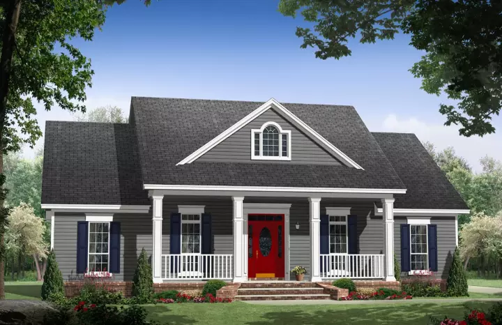 Country house plans 2-394 - front exterior, 1,653 sq ft, 3 bed, 2 bath house plans | Monster House Plans