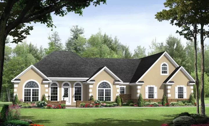 Mediterranean house plans 2-397 - front exterior, 1,955 sq ft, 3 bed, 2 bath house plans | Monster House Plans