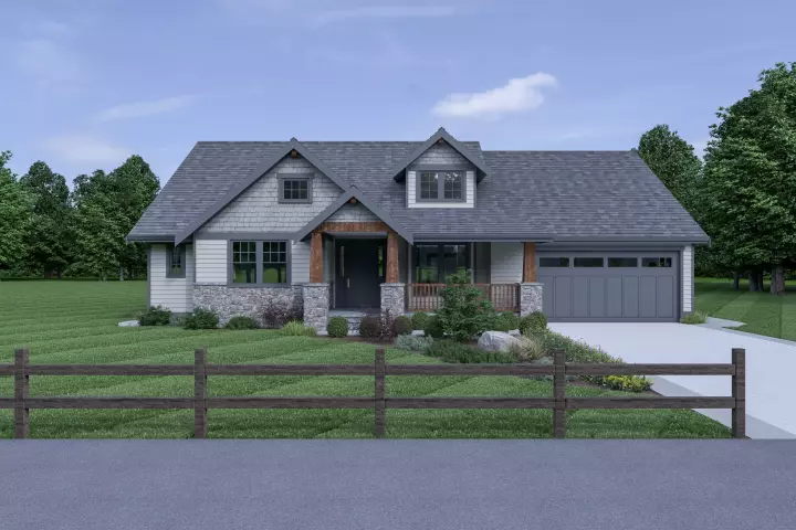 Craftsman house plans 20-104 - front exterior, 2,124 sq ft, 3 bed, 2 bath house plans | Monster House Plans