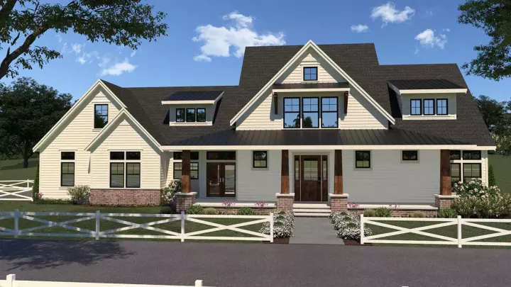 Modern Farmhouse house plans 20-140 - front exterior, 3,069 sq ft, 4 bed, 3 bath house plans | Monster House Plans