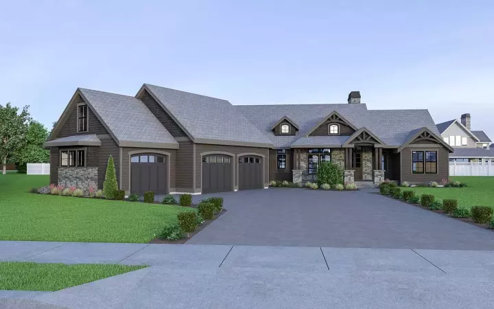 Northwest house plans 20-161 - front exterior, 2,686 sq ft, 3 bed, 2 bath house plans | Monster House Plans