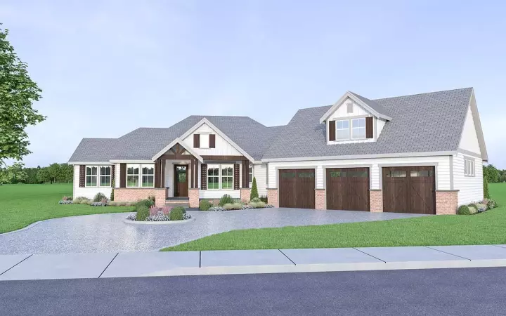 Craftsman house plans 20-164 - front exterior, 2,271 sq ft, 3 bed, 2 bath house plans | Monster House Plans