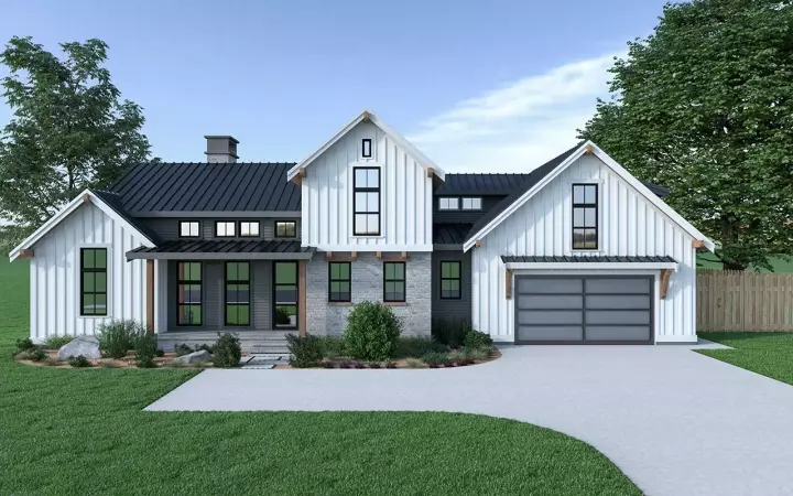 Modern Farmhouse house plans 20-170 - front exterior, 2,013 sq ft, 3 bed, 2 bath house plans | Monster House Plans