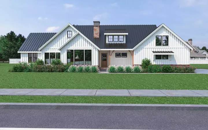 Modern Farmhouse house plans 20-182 - front exterior, 2,088 sq ft, 3 bed, 2 bath house plans | Monster House Plans