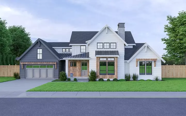 Modern Farmhouse house plans 20-183 - front exterior, 2,329 sq ft, 3 bed, 2 bath house plans | Monster House Plans