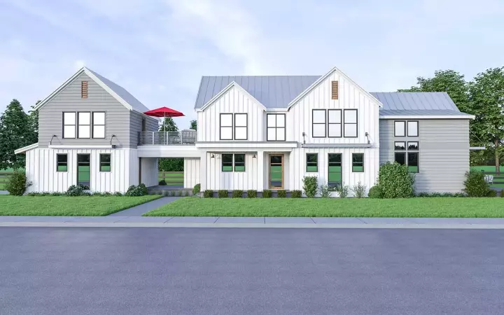 Modern Farmhouse house plans 20-185 - front exterior, 3,021 sq ft, 4 bed, 3 bath house plans | Monster House Plans