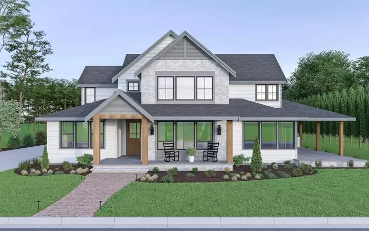 Farmhouse house plans 20-189 - front exterior, 3,275 sq ft, 4 bed, 3 bath house plans | Monster House Plans