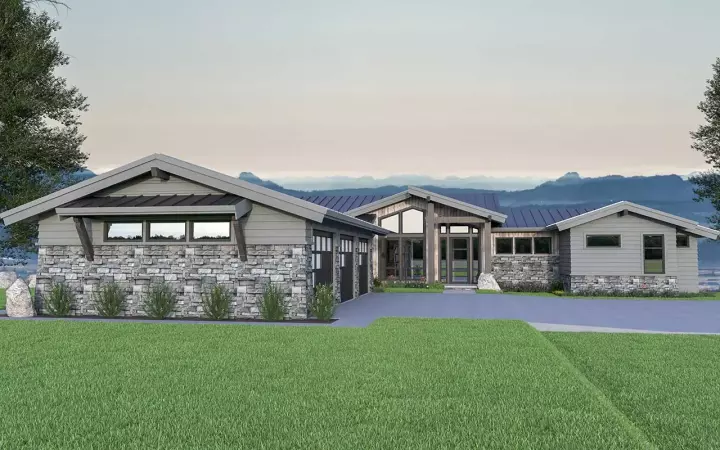 Contemporary house plans 20-196 - front exterior, 3,617 sq ft, 3 bed, 2 bath house plans | Monster House Plans