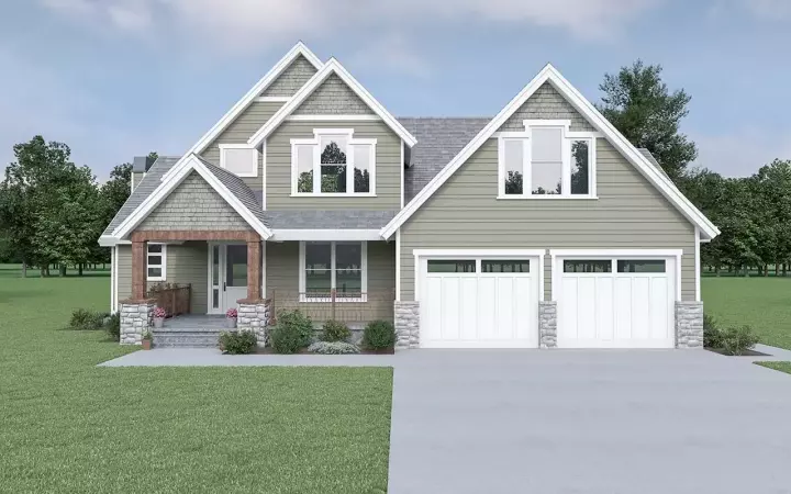Craftsman house plans 20-206 - front exterior, 2,608 sq ft, 4 bed, 2 bath house plans | Monster House Plans