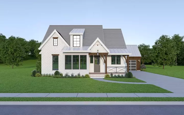 Modern Farmhouse house plans 20-214 - front exterior, 2,146 sq ft, 3 bed, 2 bath house plans | Monster House Plans