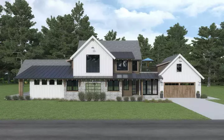 Modern Farmhouse house plans 20-216 - front exterior, 2,681 sq ft, 3 bed, 2 bath house plans | Monster House Plans