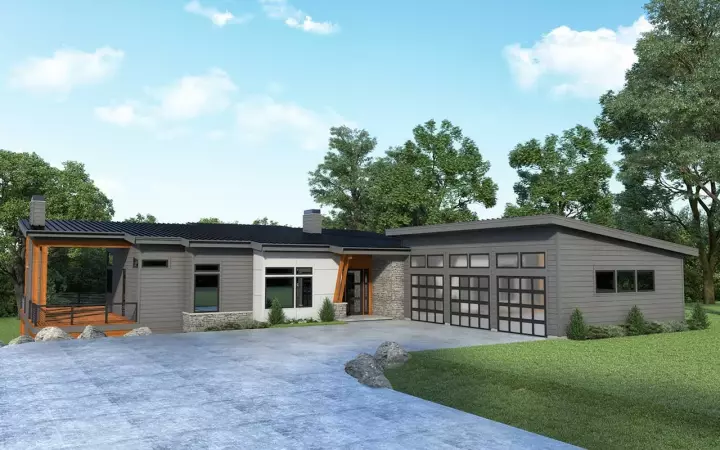 Contemporary house plans 20-250 - front exterior, 3,986 sq ft, 4 bed, 2 bath house plans | Monster House Plans