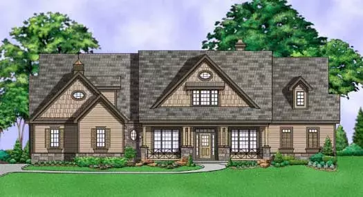 Craftsman house plans 21-1004 - front exterior, 3,038 sq ft, 4 bed, 4 bath house plans | Monster House Plans