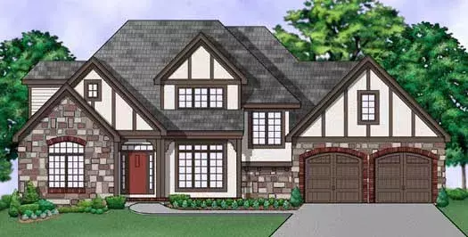Tudor house plans 21-1009 - front exterior, 4,334 sq ft, 4 bed, 4 bath house plans | Monster House Plans