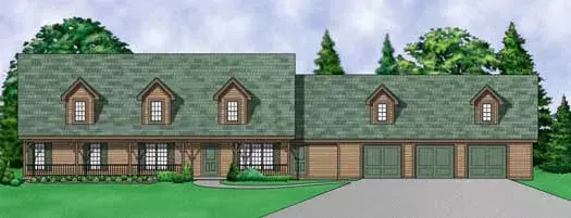 Country house plans 21-1010 - front exterior, 1,907 sq ft, 2 bed, 2 bath house plans | Monster House Plans