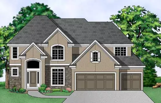 Traditional house plans 21-1017 - front exterior, 2,590 sq ft, 4 bed, 3 bath house plans | Monster House Plans