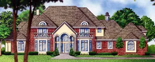European house plans 21-1037 - front exterior, 4,518 sq ft, 5 bed, 5 bath house plans | Monster House Plans